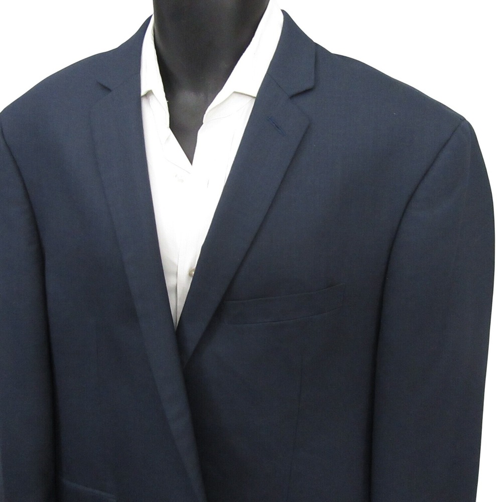 Kenneth Cole Reaction Mens Blue Blazer 46L Slim Sport Coat Double Vent